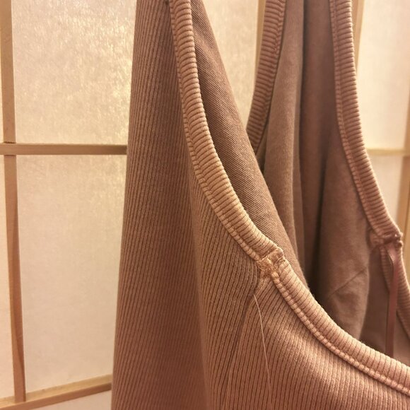 Old Navy Fitted Sleeveless Halter Rib Knit Midi Dress Warm Hickory Brown Lg Tall - Picture 10 of 12